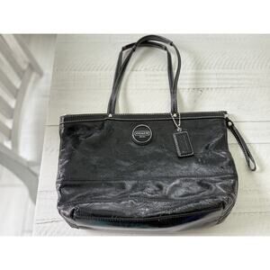 Authentic Coach Black Patent Leather Tote Bag